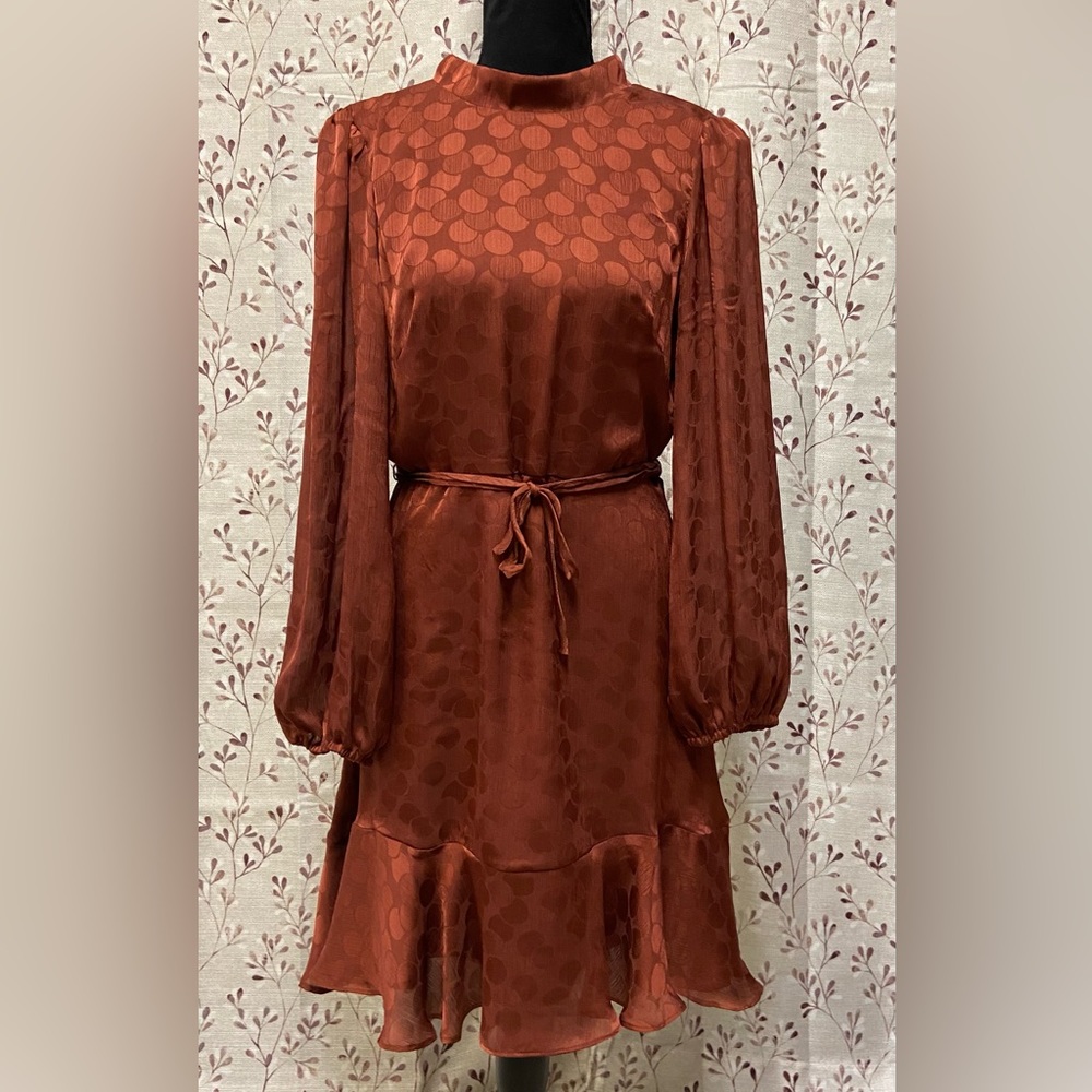 Melonie - T Balloon Sleeve Long Sleeve Dots Fit + Flare Dress (NWT)